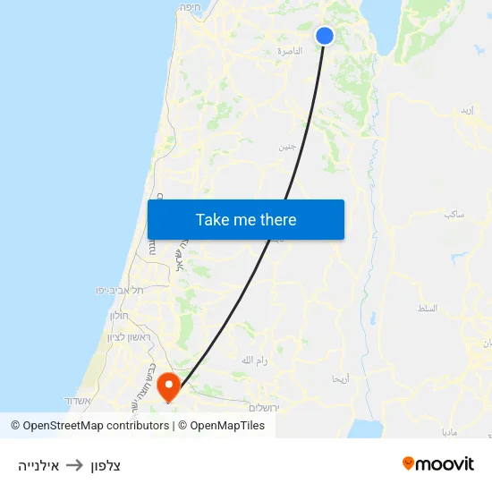 אילנייה to צלפון map