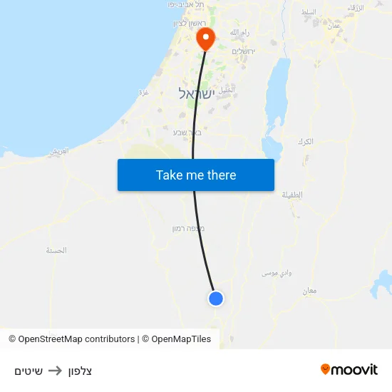 שיטים to צלפון map