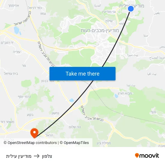מודיעין עילית to צלפון map