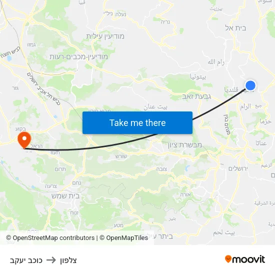 כוכב יעקב to צלפון map