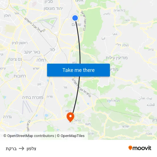 ברקת to צלפון map