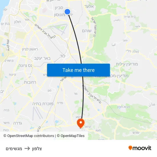 מגשימים to צלפון map
