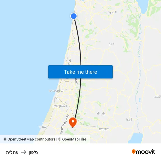 עתלית to צלפון map