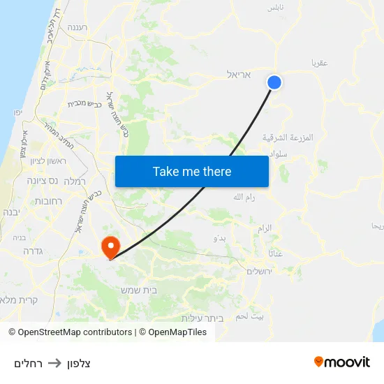 רחלים to צלפון map