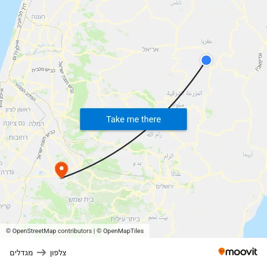 מגדלים to צלפון map
