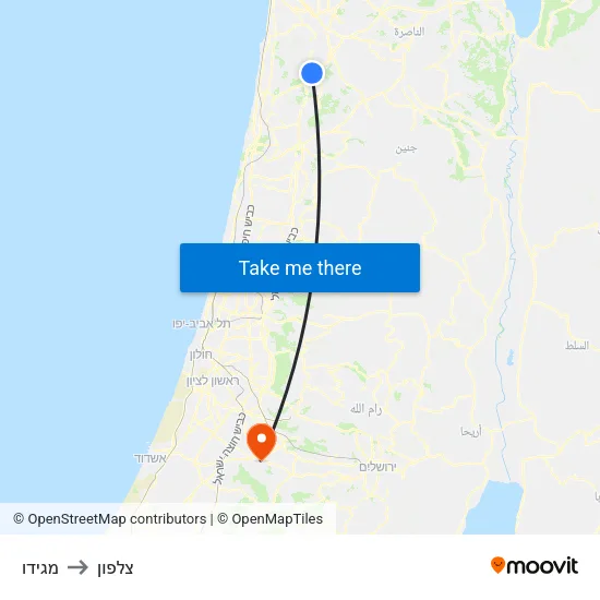 מגידו to צלפון map