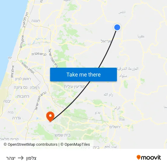 יצהר to צלפון map