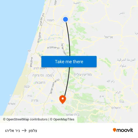 ניר אליהו to צלפון map