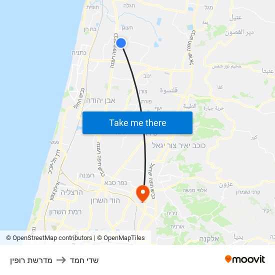 מדרשת רופין to שדי חמד map