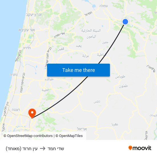 עין חרוד (מאוחד) to שדי חמד map