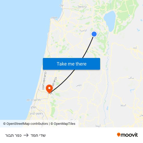 כפר תבור to שדי חמד map