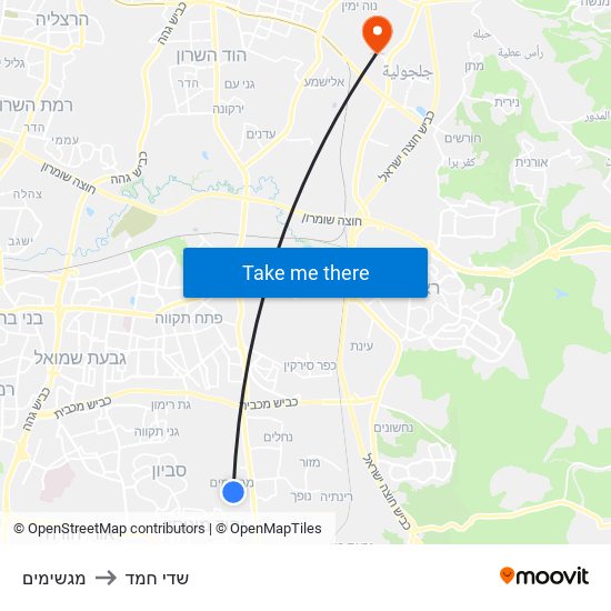 מגשימים to שדי חמד map