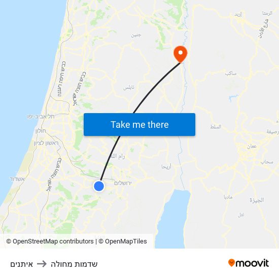 איתנים to שדמות מחולה map