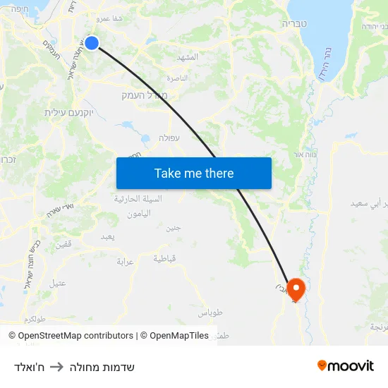ח'ואלד to שדמות מחולה map