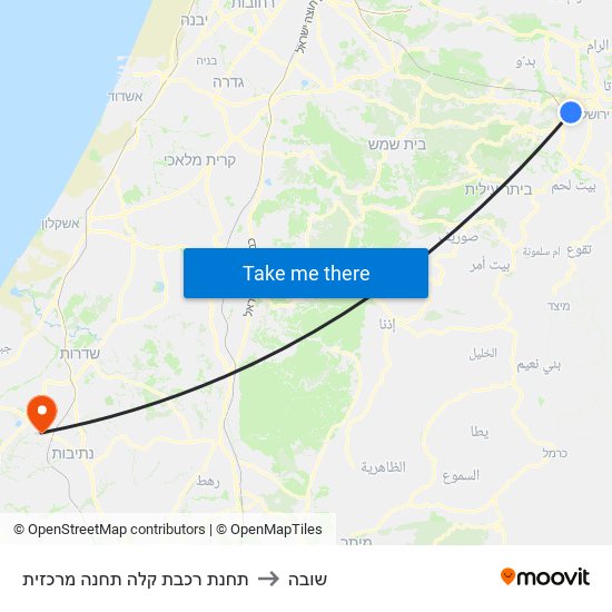 תחנת רכבת קלה תחנה מרכזית to שובה map