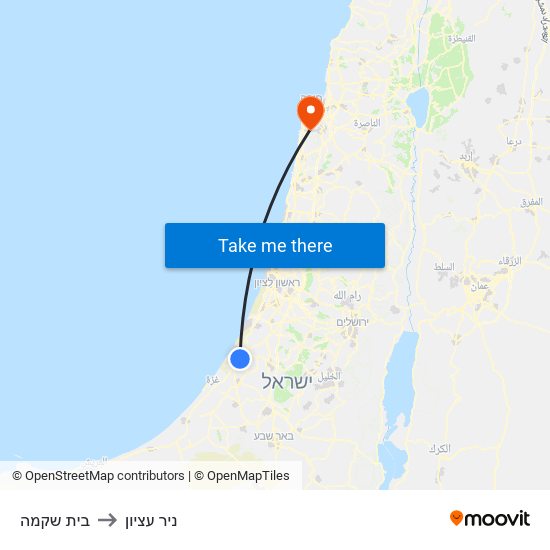 בית שקמה to ניר עציון map