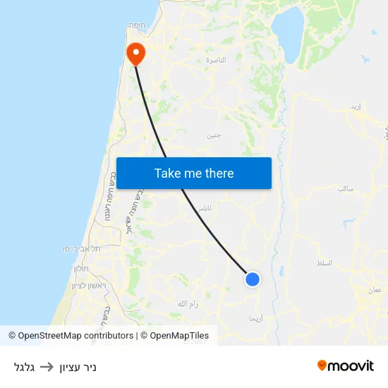 גלגל to ניר עציון map
