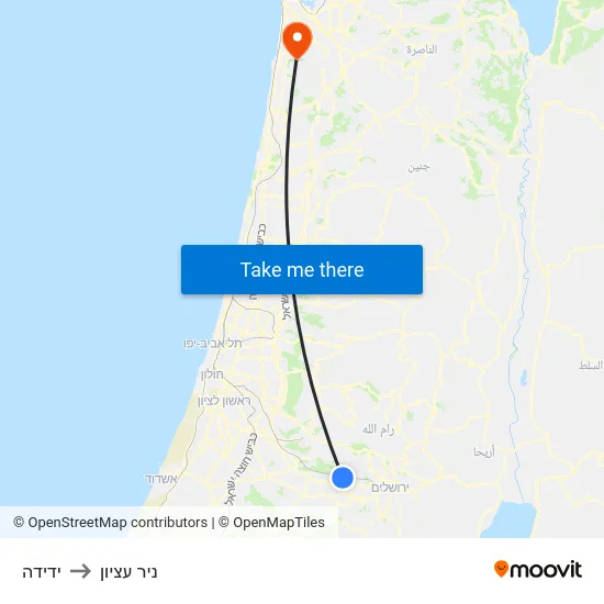 ידידה to ניר עציון map