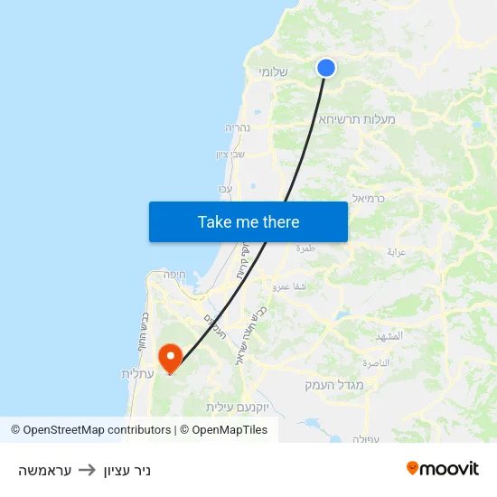 עראמשה to ניר עציון map