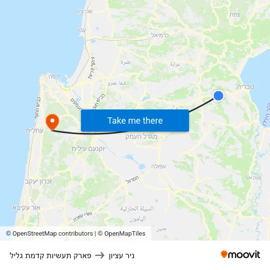 פארק תעשיות קדמת גליל to ניר עציון map