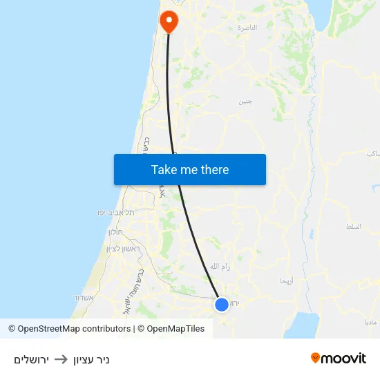 ירושלים to ניר עציון map