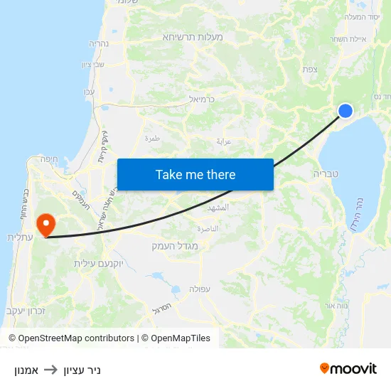 אמנון to ניר עציון map