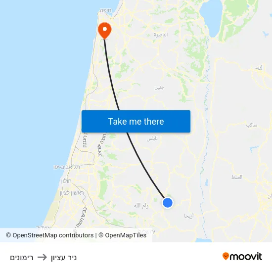 רימונים to ניר עציון map