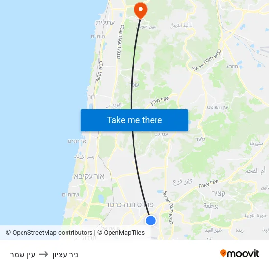 עין שמר to ניר עציון map