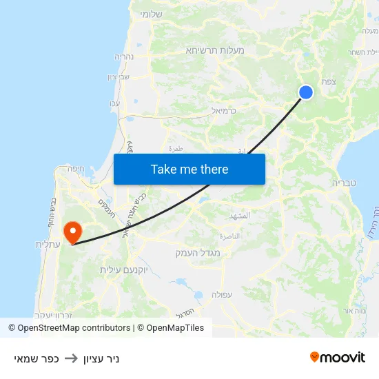 כפר שמאי to ניר עציון map
