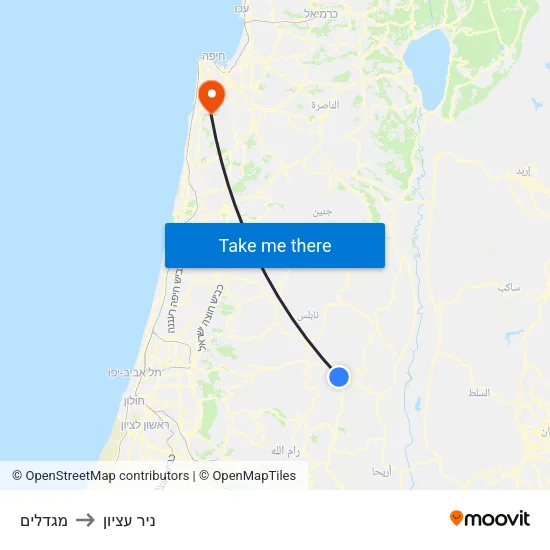 מגדלים to ניר עציון map