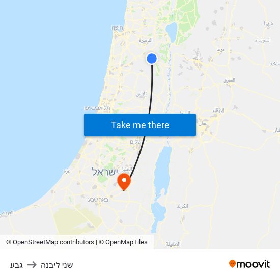 גבע to שני ליבנה map