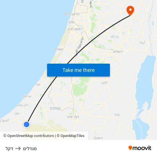דקל to מגדלים map