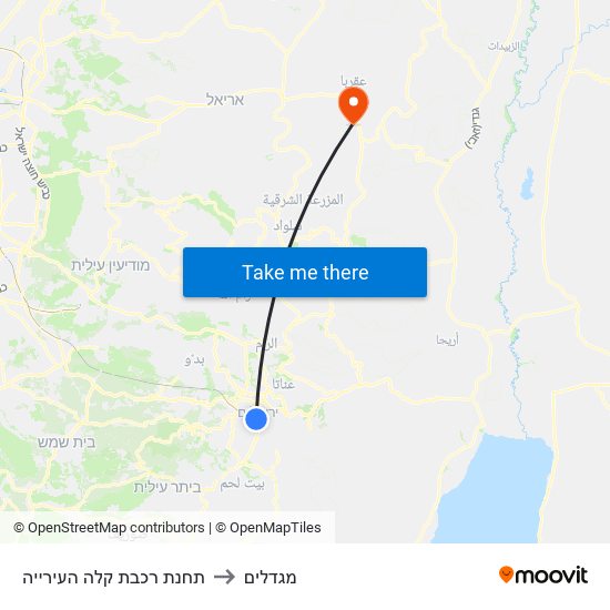 תחנת רכבת קלה העירייה to מגדלים map