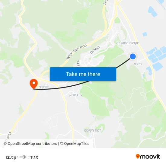 יקנעם to מגידו map