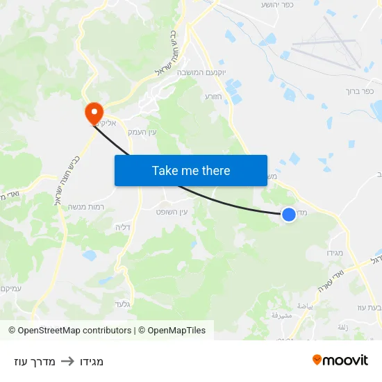 מדרך עוז to מגידו map