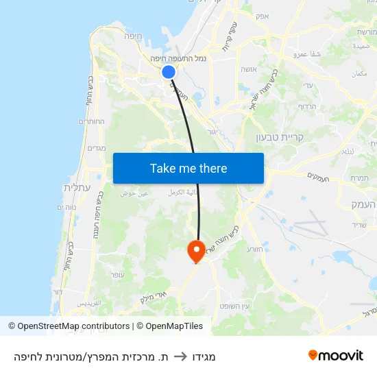 ת. מרכזית המפרץ/מטרונית לחיפה to מגידו map