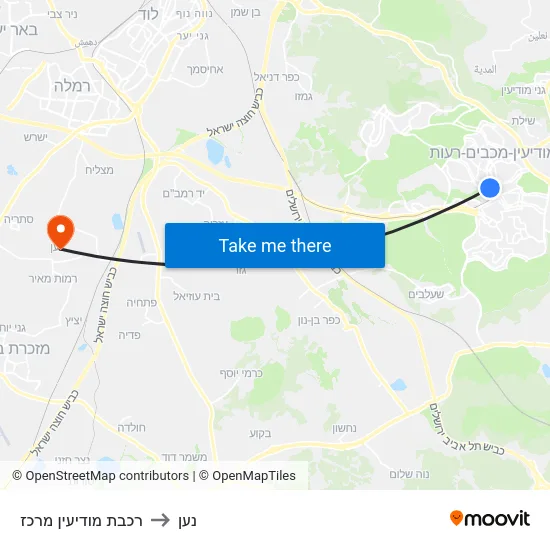 רכבת מודיעין מרכז to נען map