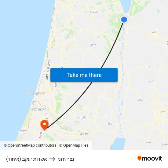 אשדות יעקב (איחוד) to נצר חזני map