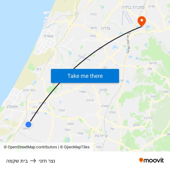 בית שקמה to נצר חזני map