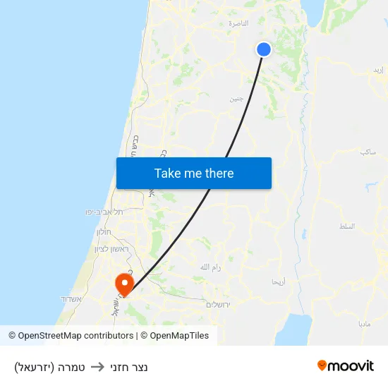 טמרה (יזרעאל) to נצר חזני map