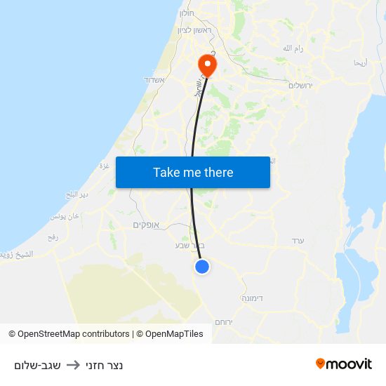 שגב-שלום to נצר חזני map