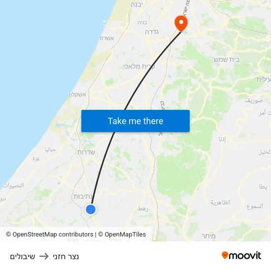שיבולים to נצר חזני map