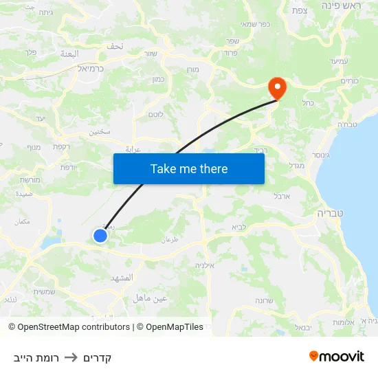 רומת הייב to קדרים map