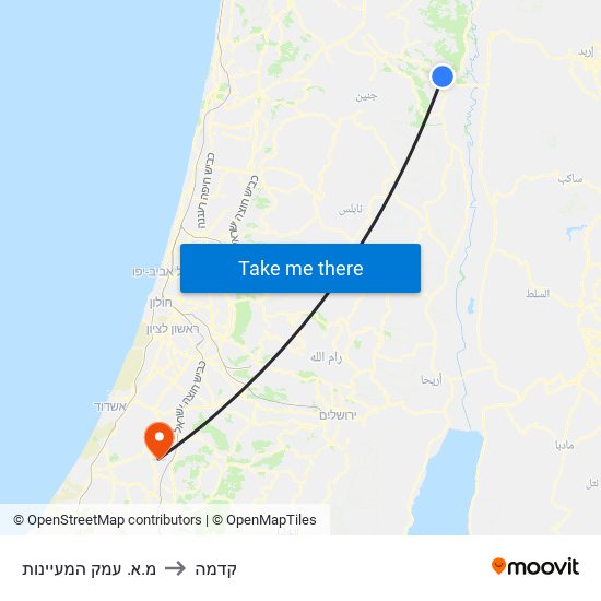 מ.א. עמק המעיינות to קדמה map