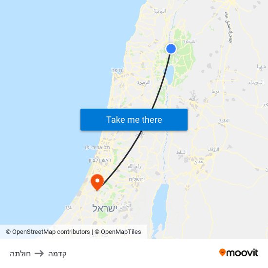 חולתה to קדמה map