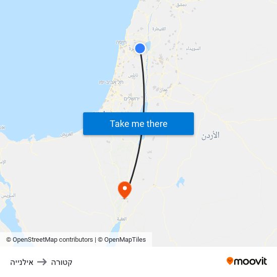 אילנייה to קטורה map