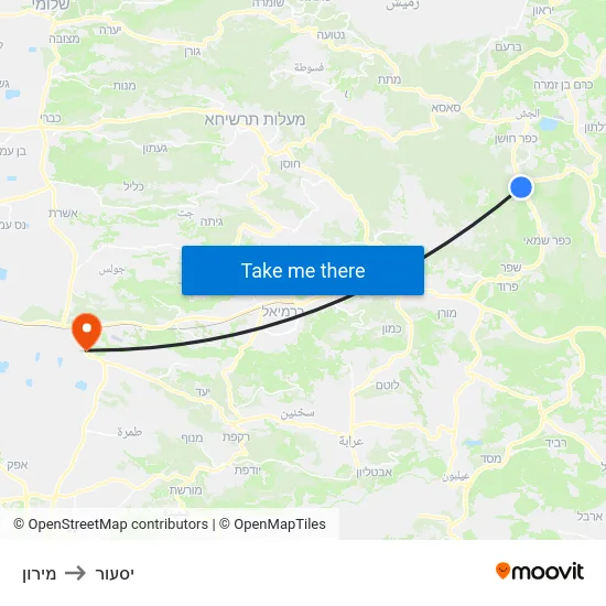מירון to יסעור map