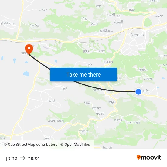 סח'נין to יסעור map