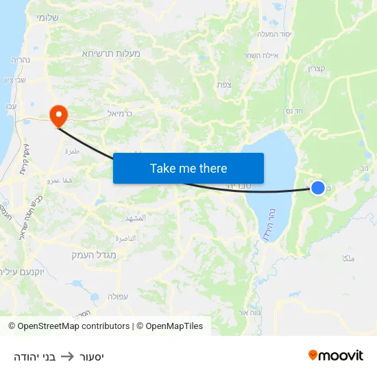בני יהודה to יסעור map