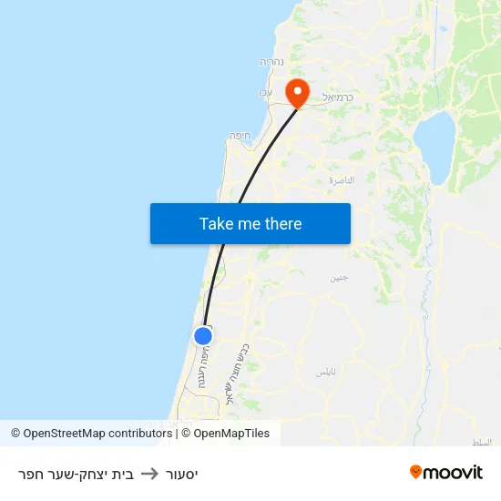 בית יצחק-שער חפר to יסעור map